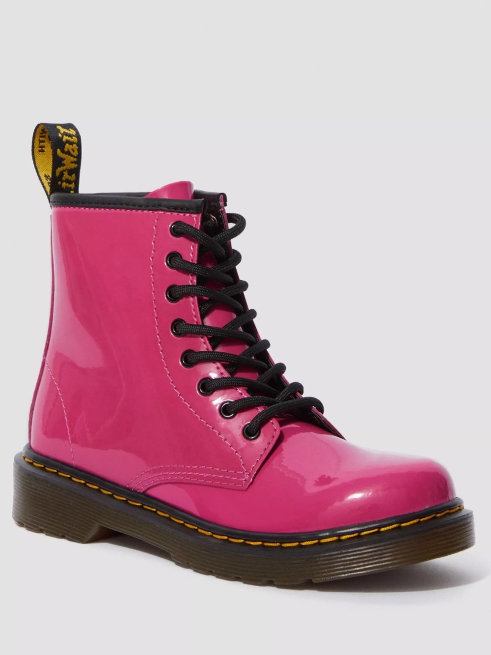 NWOT Dr. Martens 1460 J Girls Hot Pink Patent Lace-Up Boots Shoes Sz 4